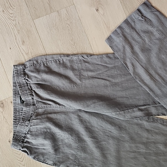 Plum Linen Garden Girl Stretchy Waistband Trousers, Small - Picture 3 of 13